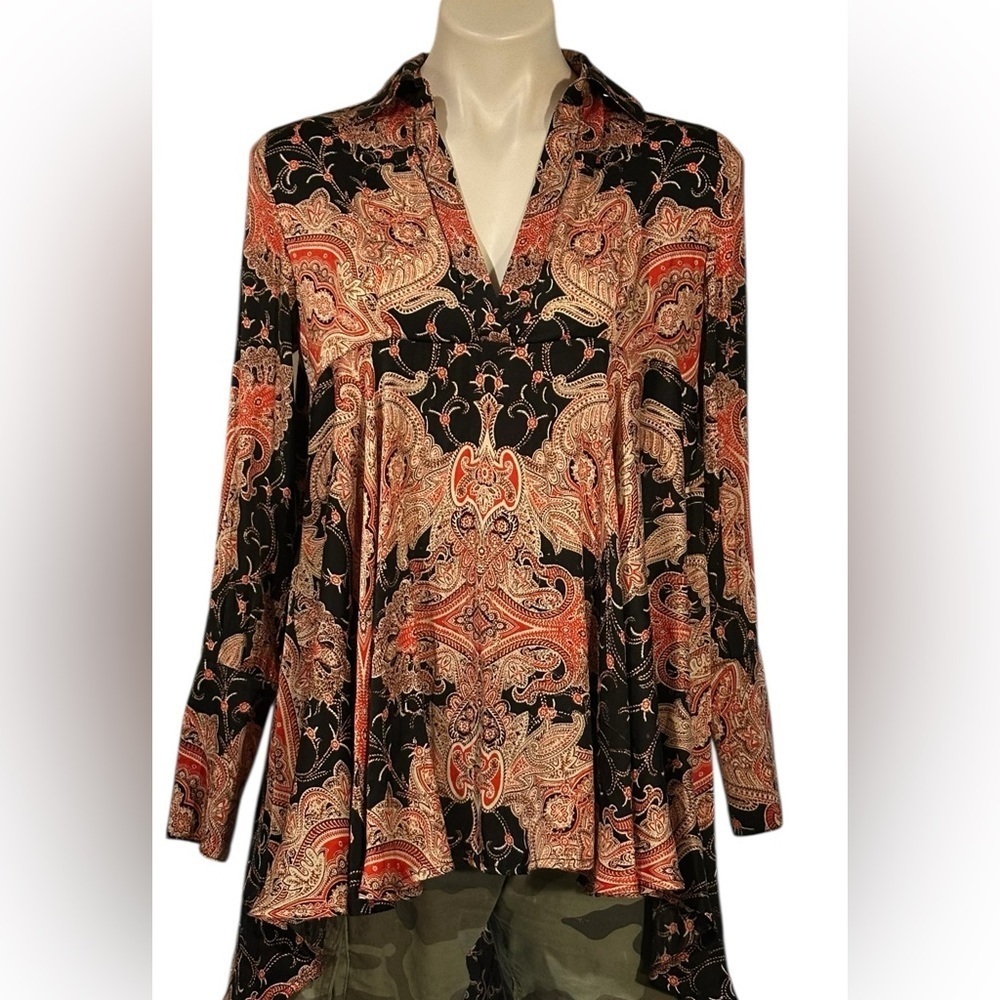 Free People paisley print Boho chic tunic women’s top.size XS/TP.